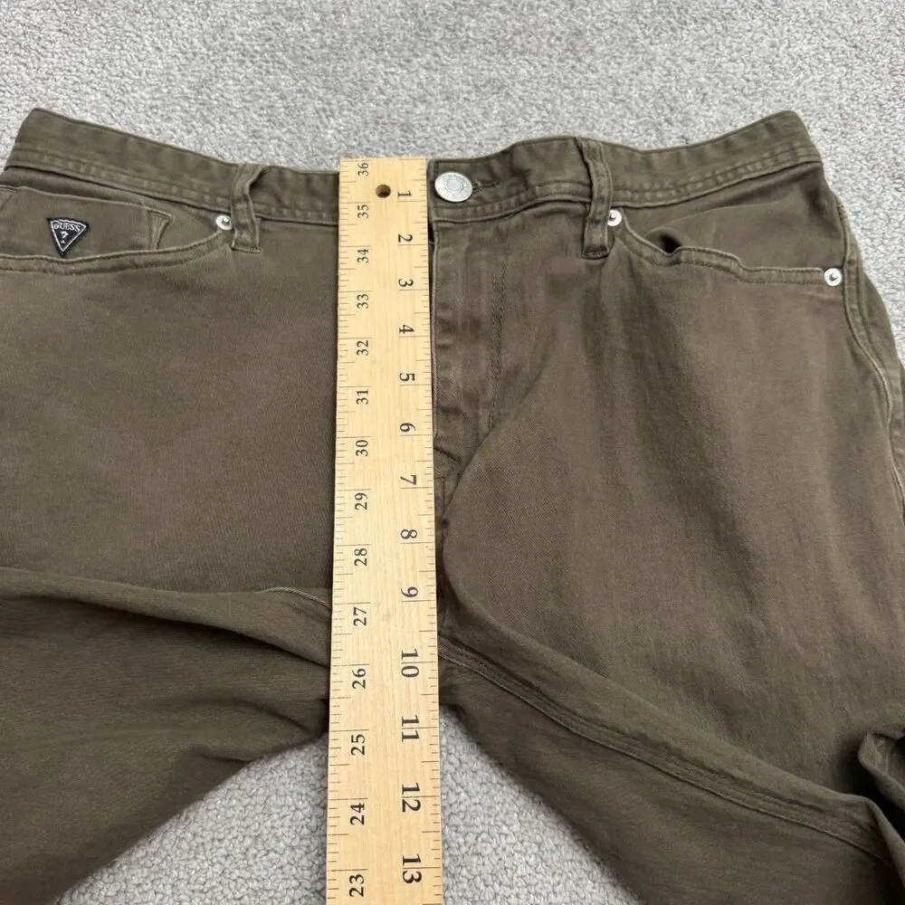 Guess Straight Leg Denim Jeans Mens 36 Olive Green 5-Pocket Casual Stretch 33x28